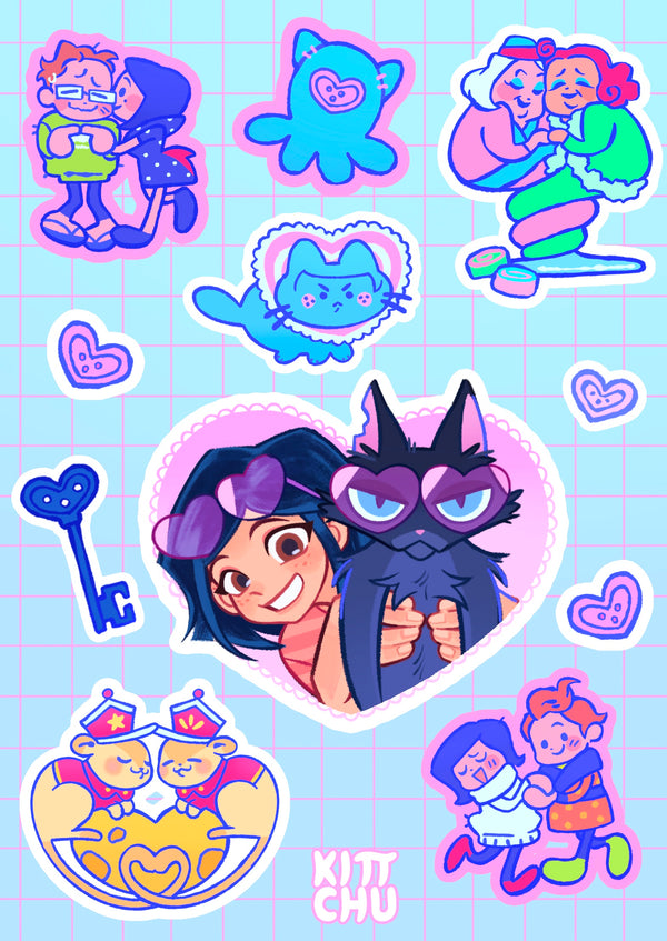 Coraline Valentines Sticker Sheet Kittchu